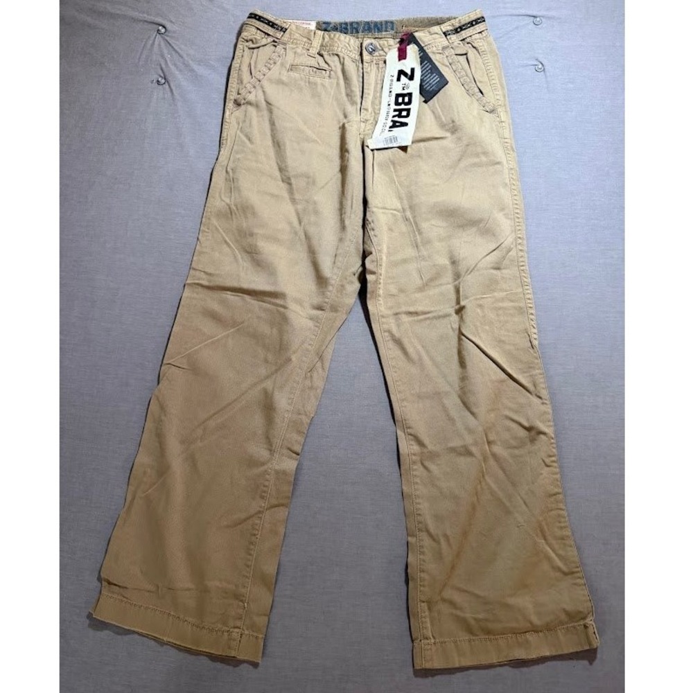 Z Brand Mens Khaki Casual‎ Pants Relaxed Fit Embellished New with Tags 36X32.